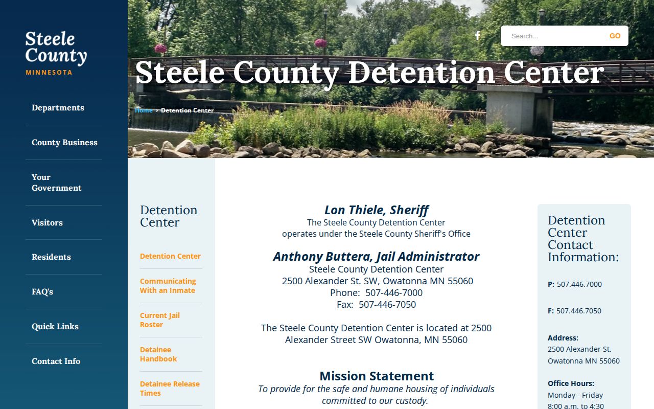Steele County Detention Center release contact source
