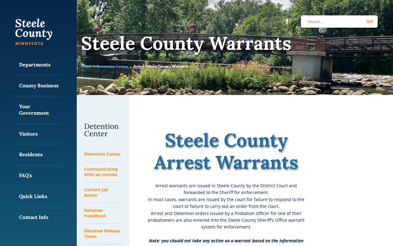 Steele County post-release supervision warrant update information